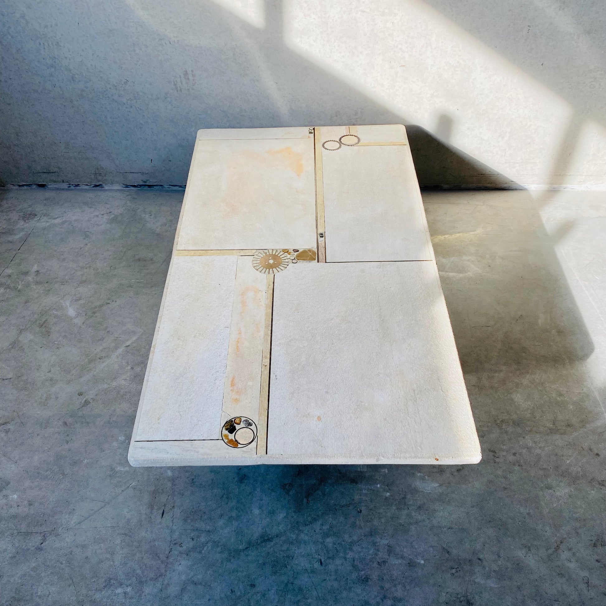 BRUTALIST COFFEE TABLE DESIGNED AND MADE BY A. STAM, NETHERLANDS 1980s