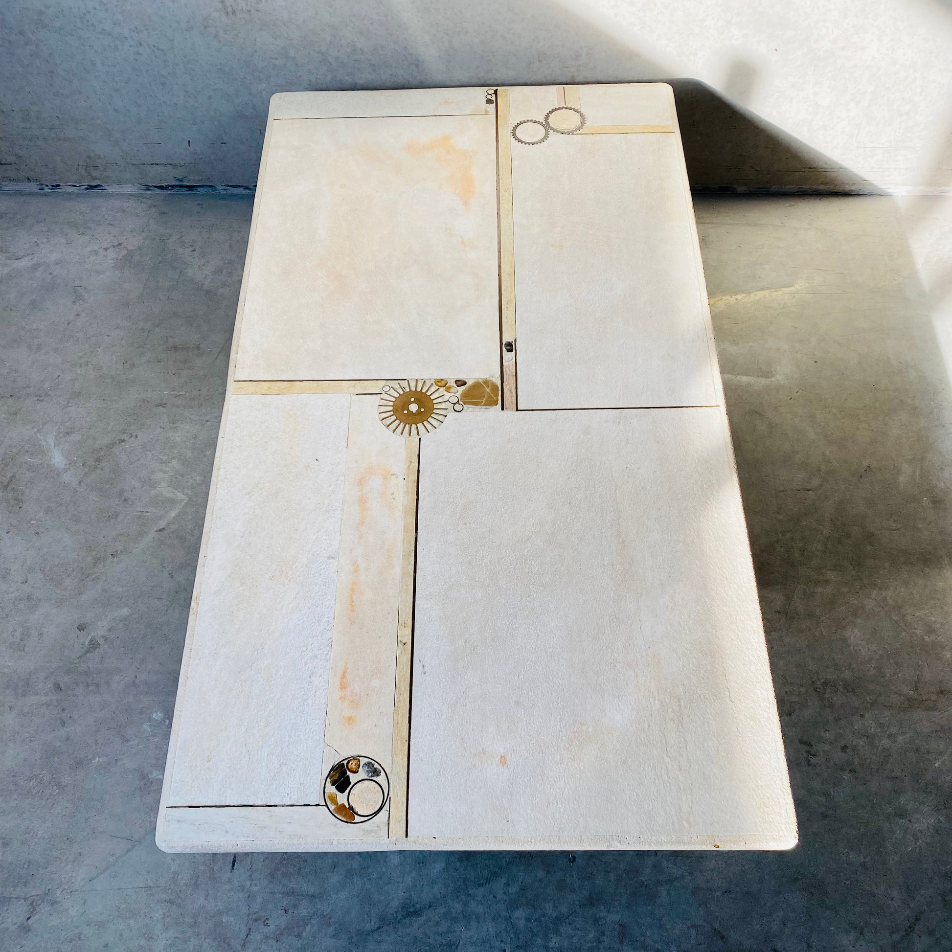 BRUTALIST COFFEE TABLE DESIGNED AND MADE BY A. STAM, NETHERLANDS 1980s