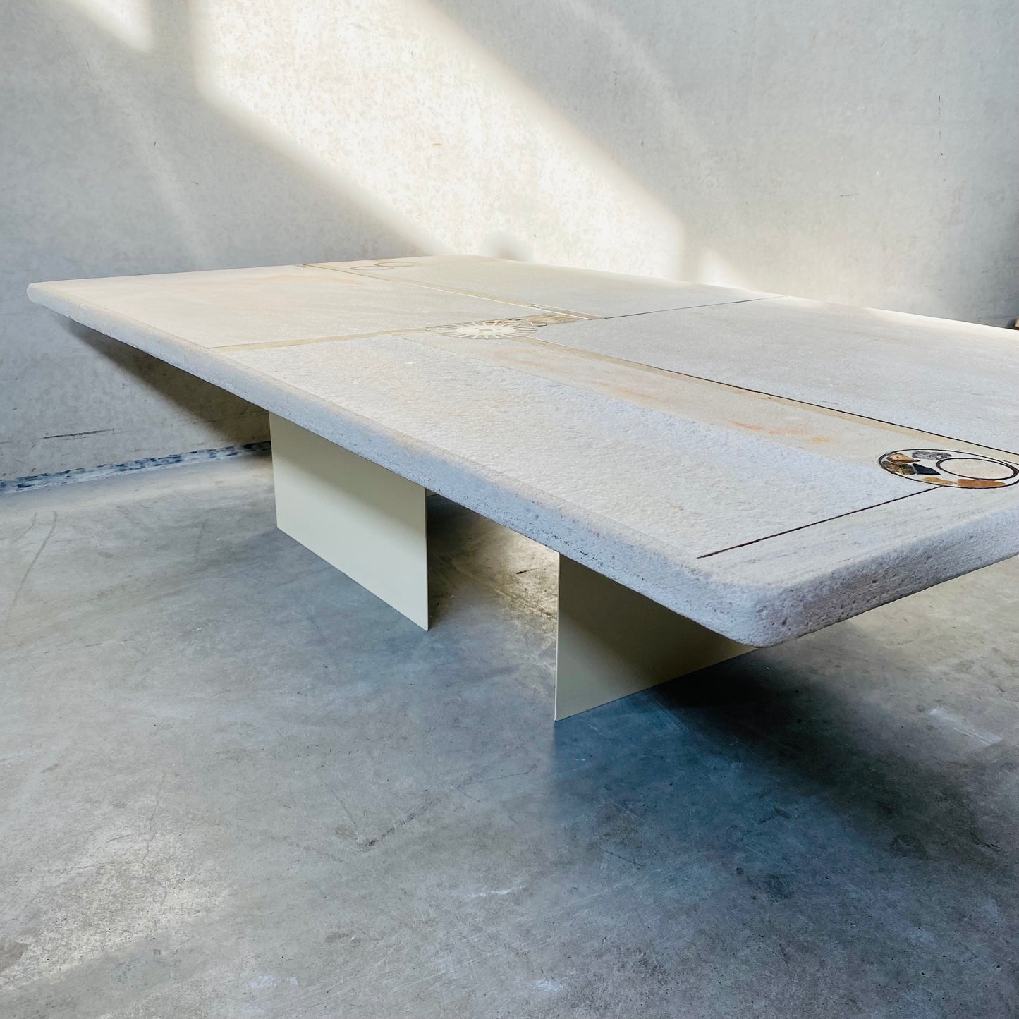 BRUTALIST COFFEE TABLE DESIGNED AND MADE BY A. STAM, NETHERLANDS 1980s