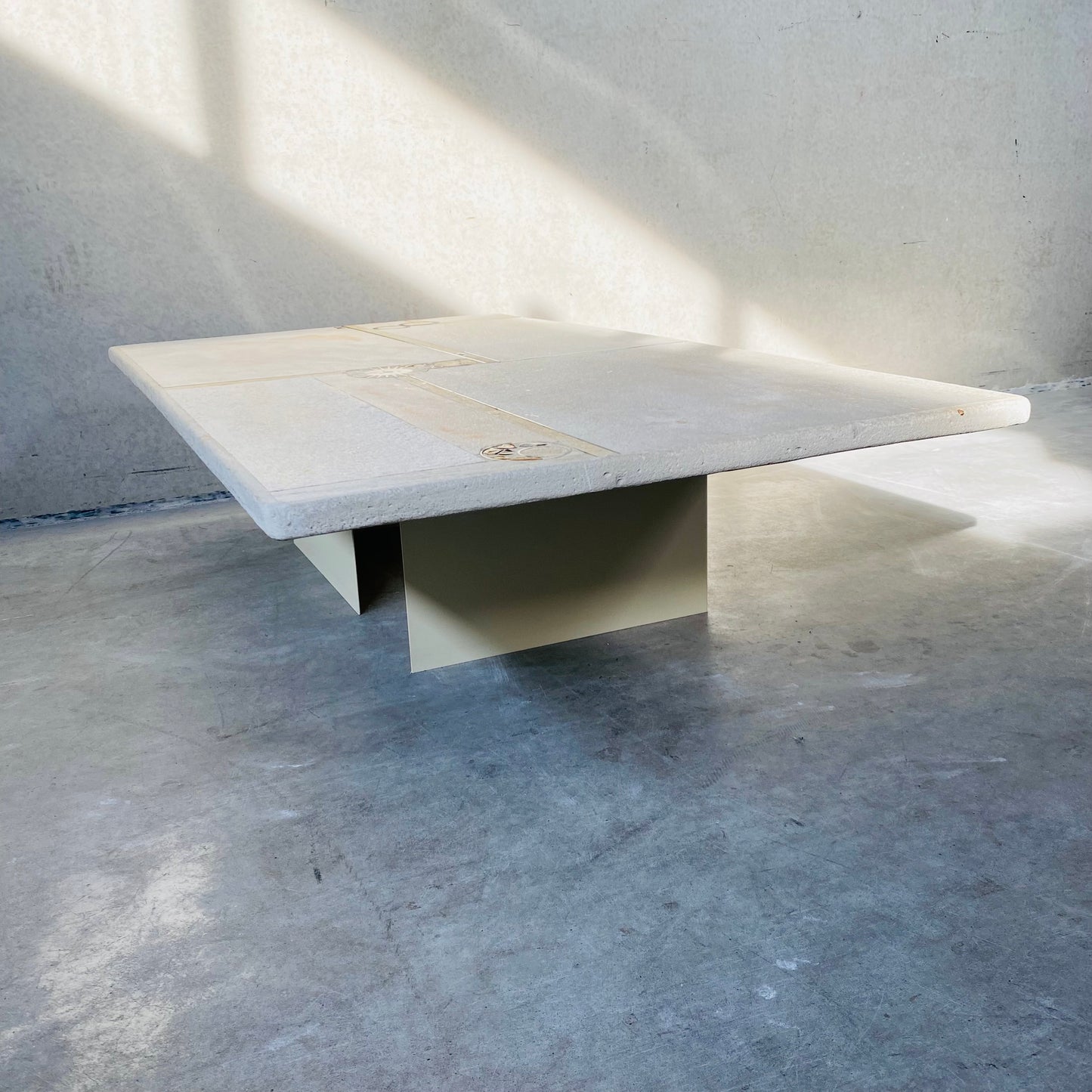 BRUTALIST COFFEE TABLE DESIGNED AND MADE BY A. STAM, NETHERLANDS 1980s