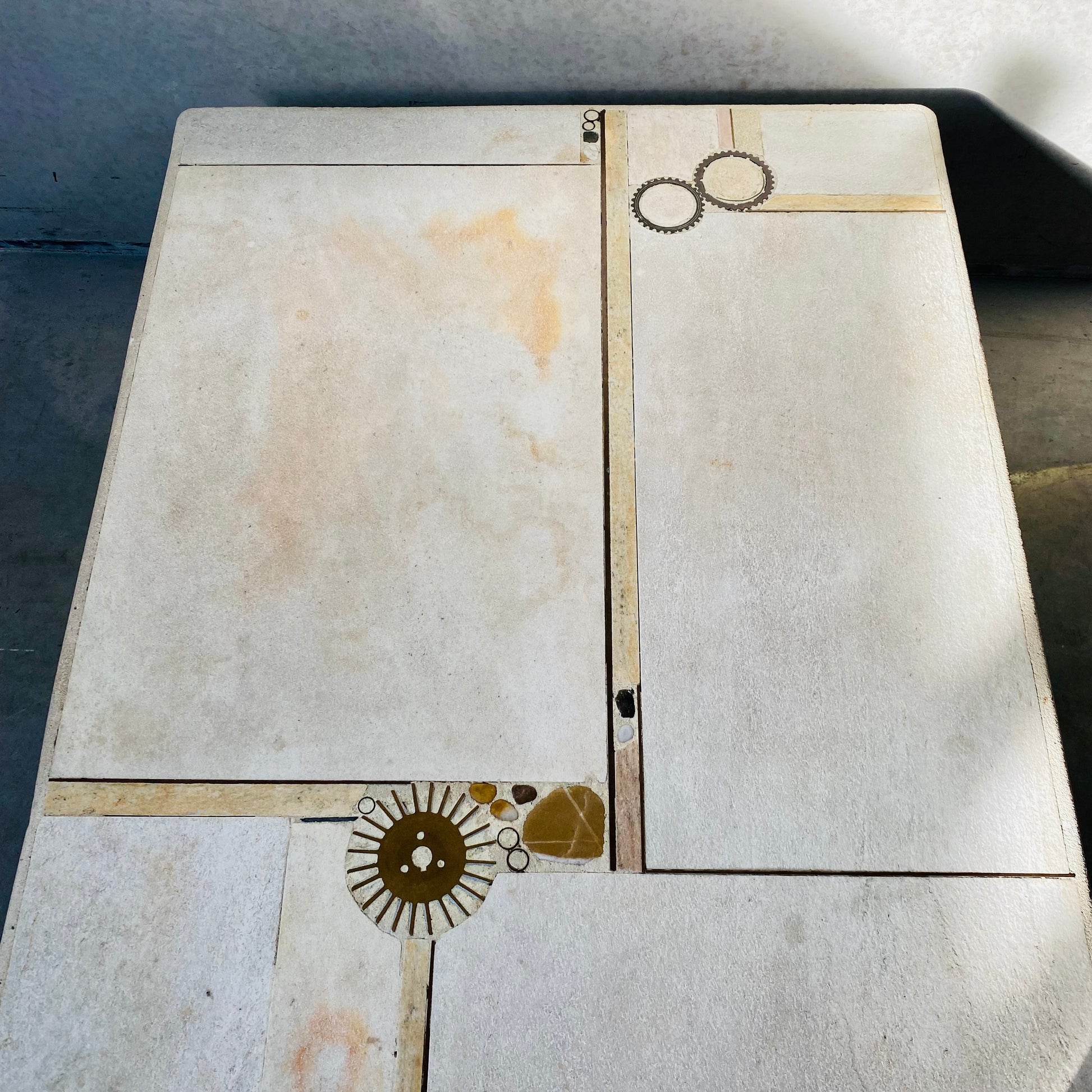 BRUTALIST COFFEE TABLE DESIGNED AND MADE BY A. STAM, NETHERLANDS 1980s