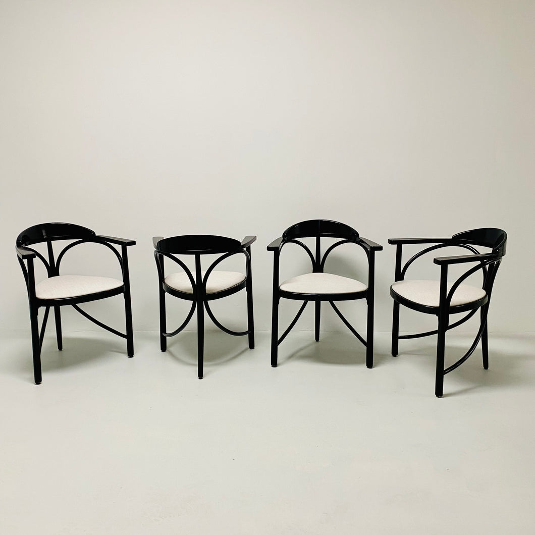 Thonet Model 81 Black Art Nouveau Bentwood Dining Chairs Germany 1989