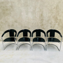 Load image into Gallery viewer, Set of 4 Black Saddle Leather Dining Chairs by a. Rizzatto for Lo Studio, Italy 1980
