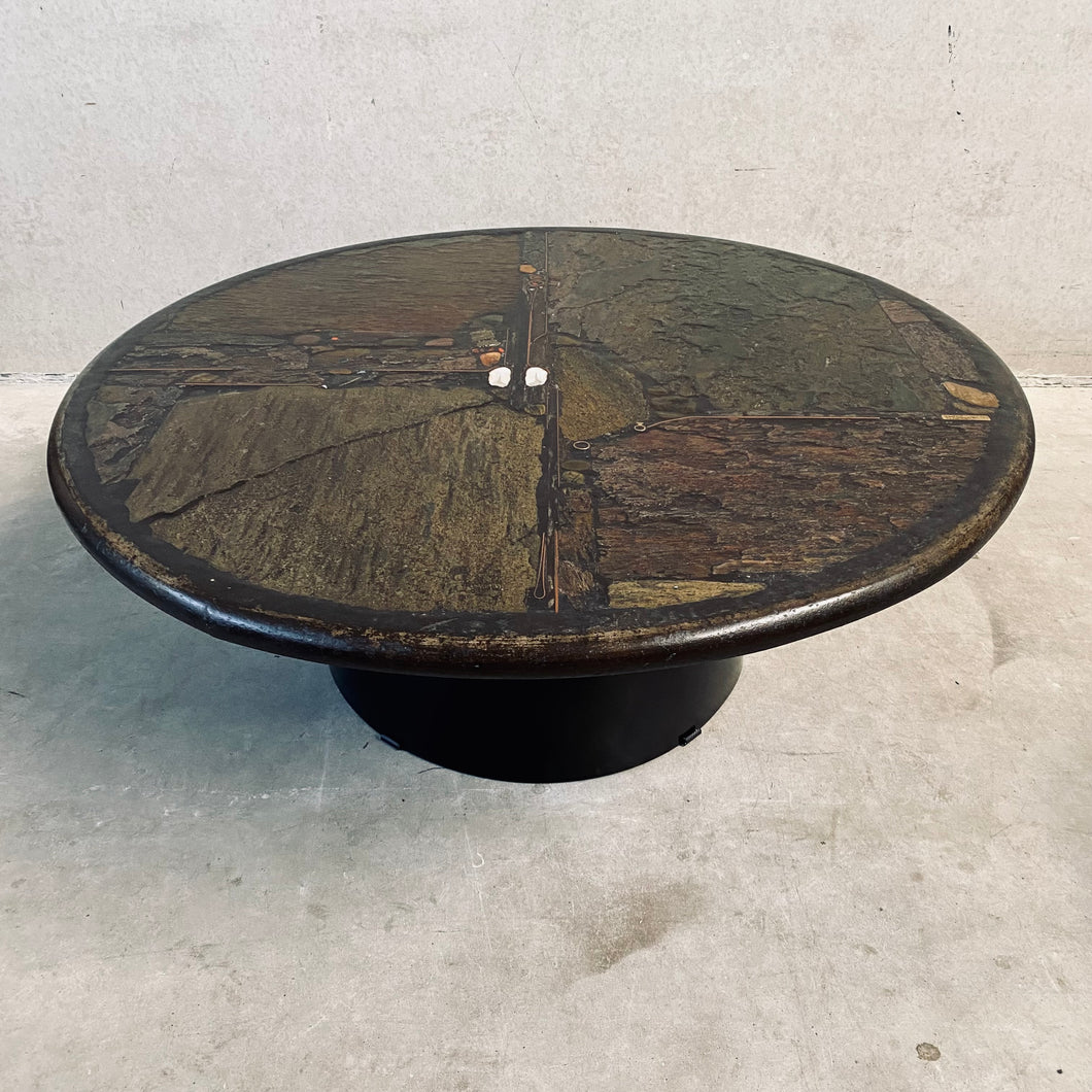 Brutalist Round Coffee Table by Sculptor Paul Kingma, Netherlands 1989