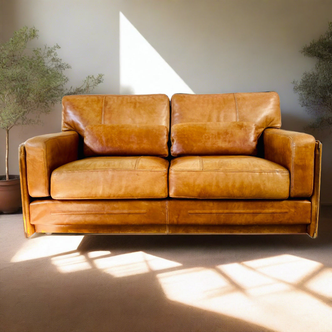 Cognac Leather Sofa by Marco Milisich for Baxter Arcon, Italy 1970