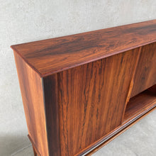 Load image into Gallery viewer, MIDCENTURY DANISH HIGHBOARD WITH BAR CABINET IN ROSEWOOD WITH SLIDING DOORS, 1960S
