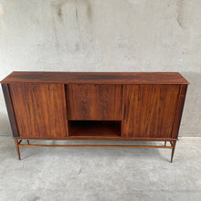 Load image into Gallery viewer, MIDCENTURY DANISH HIGHBOARD WITH BAR CABINET IN ROSEWOOD WITH SLIDING DOORS, 1960S
