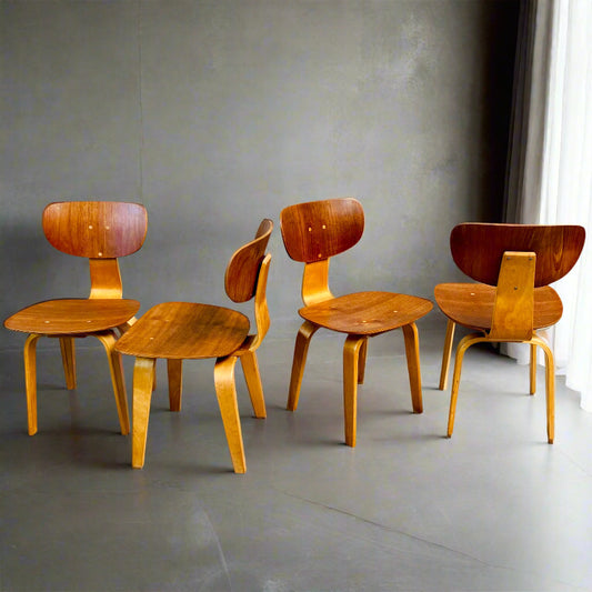 SET FOR 4 "SB02" DINING CHAIRS BY CEES BRAAKMAN FOR PASTOE, NETHERLANDS 1950S