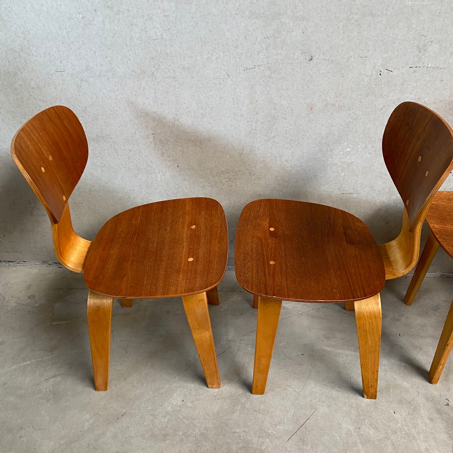 SET FOR 4 "SB02" DINING CHAIRS BY CEES BRAAKMAN FOR PASTOE, NETHERLANDS 1950S
