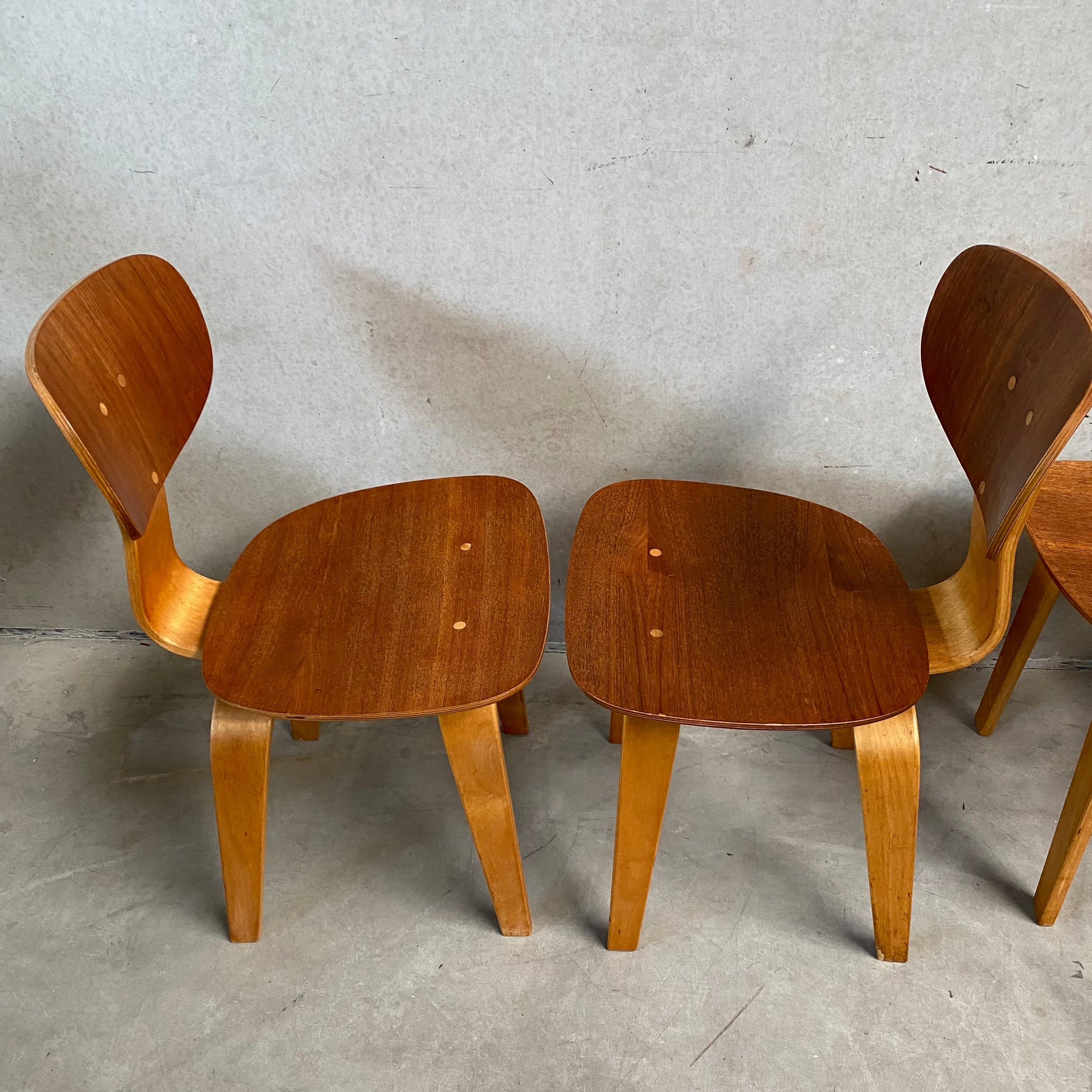 SET FOR 4 "SB02" DINING CHAIRS BY CEES BRAAKMAN FOR PASTOE, NETHERLANDS 1950S