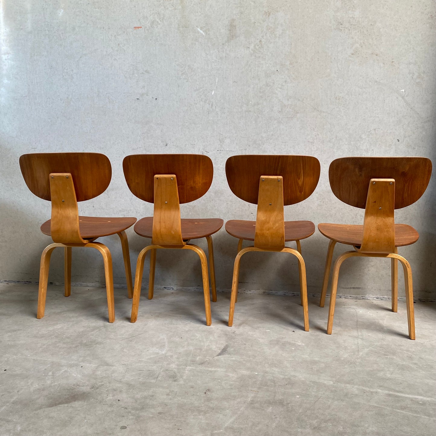 SET FOR 4 "SB02" DINING CHAIRS BY CEES BRAAKMAN FOR PASTOE, NETHERLANDS 1950S