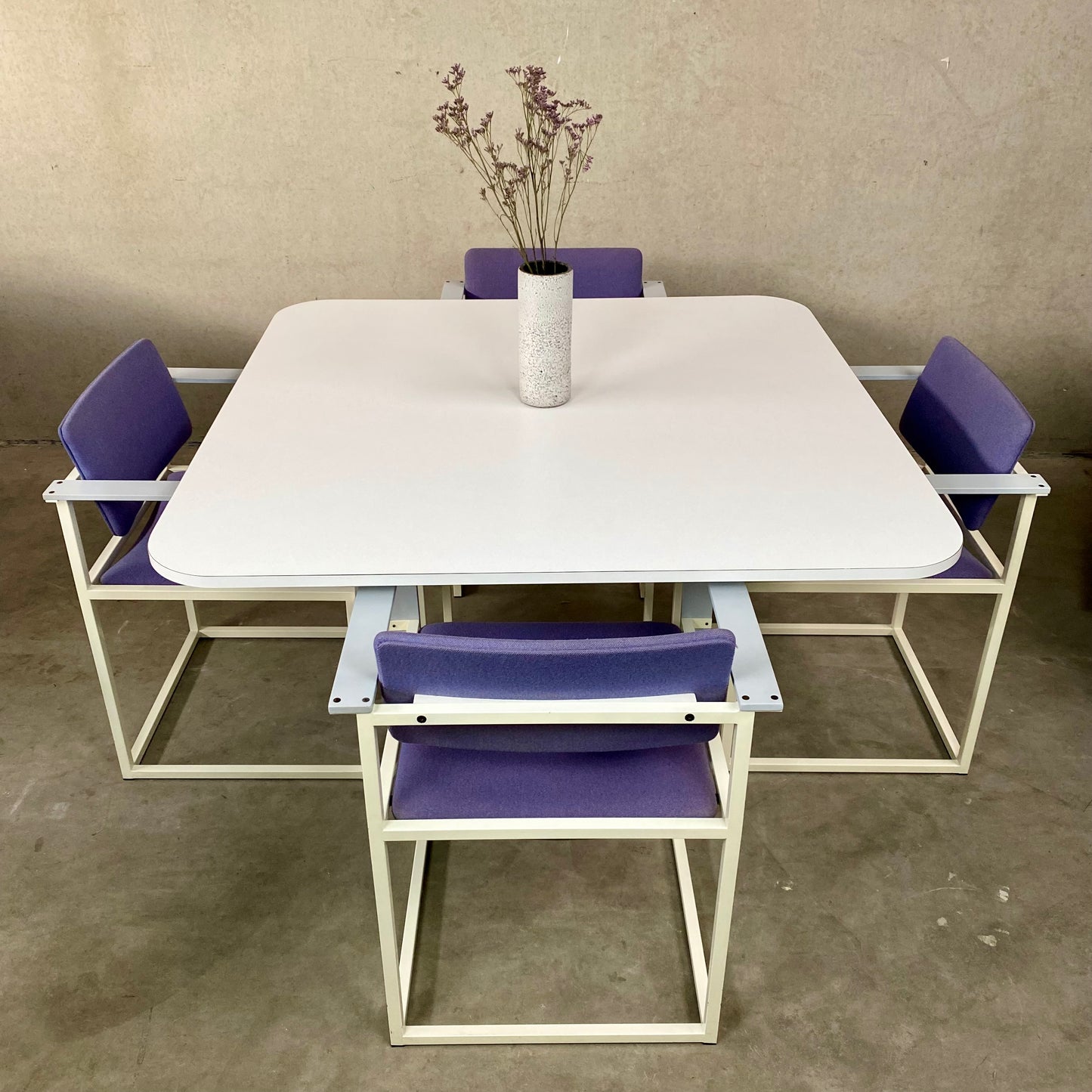 DINING TABLE AND CHAIRS BY PIERRE MAZAIRAC & KAREL BOONZAAIJER FOR PASTOE, NETHERLANDS 1980S
