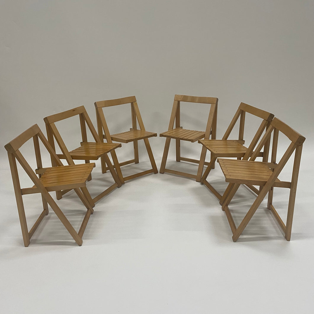 6 x Folding Chairs by Aldo Jacober for Alberto Bazzani, Italy 1960