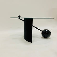 Load image into Gallery viewer, Geometrical Italian Design Coffee Table With Glass Top, Black Marble and Steel Base Italy 1980

