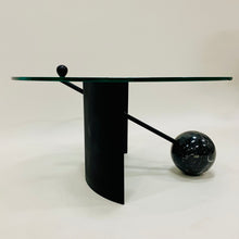 Load image into Gallery viewer, Geometrical Italian Design Coffee Table With Glass Top, Black Marble and Steel Base Italy 1980
