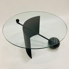Load image into Gallery viewer, Geometrical Italian Design Coffee Table With Glass Top, Black Marble and Steel Base Italy 1980
