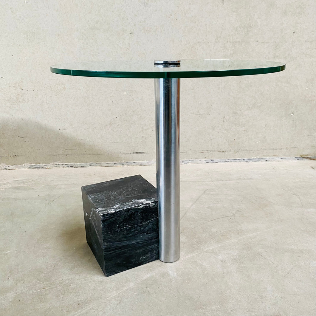 GLASS AND MARBLE SIDE TABLE 