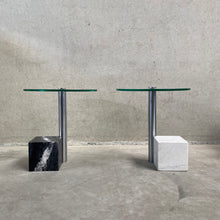 Load image into Gallery viewer, Glass and White Marble Side Table &quot;Hk-1&quot; by Hank Kwint for Metaform, Netherlands 1980

