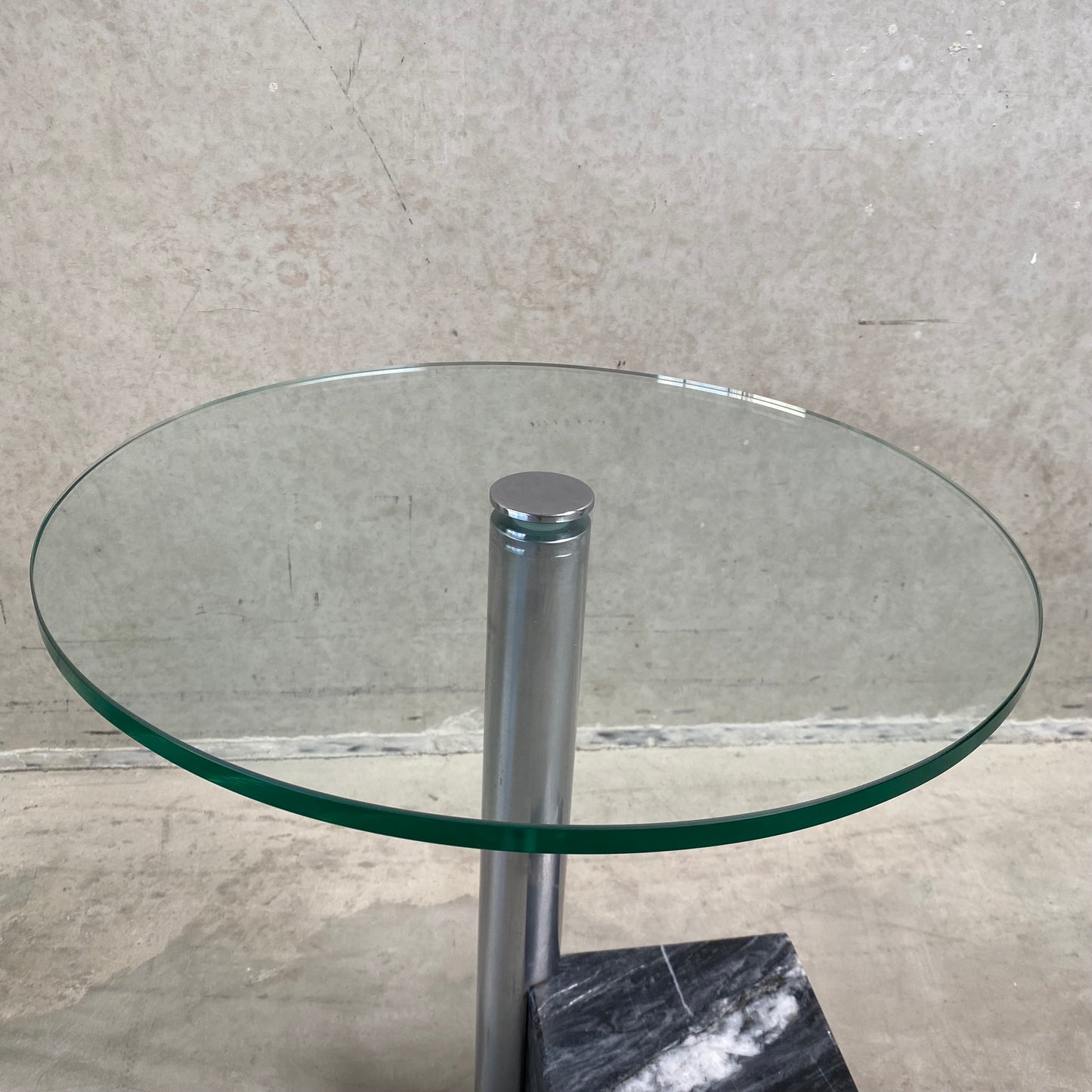 Glass and Marble Side Table "Hk-2" by Hank Kwint for Metaform, Netherlands 1980