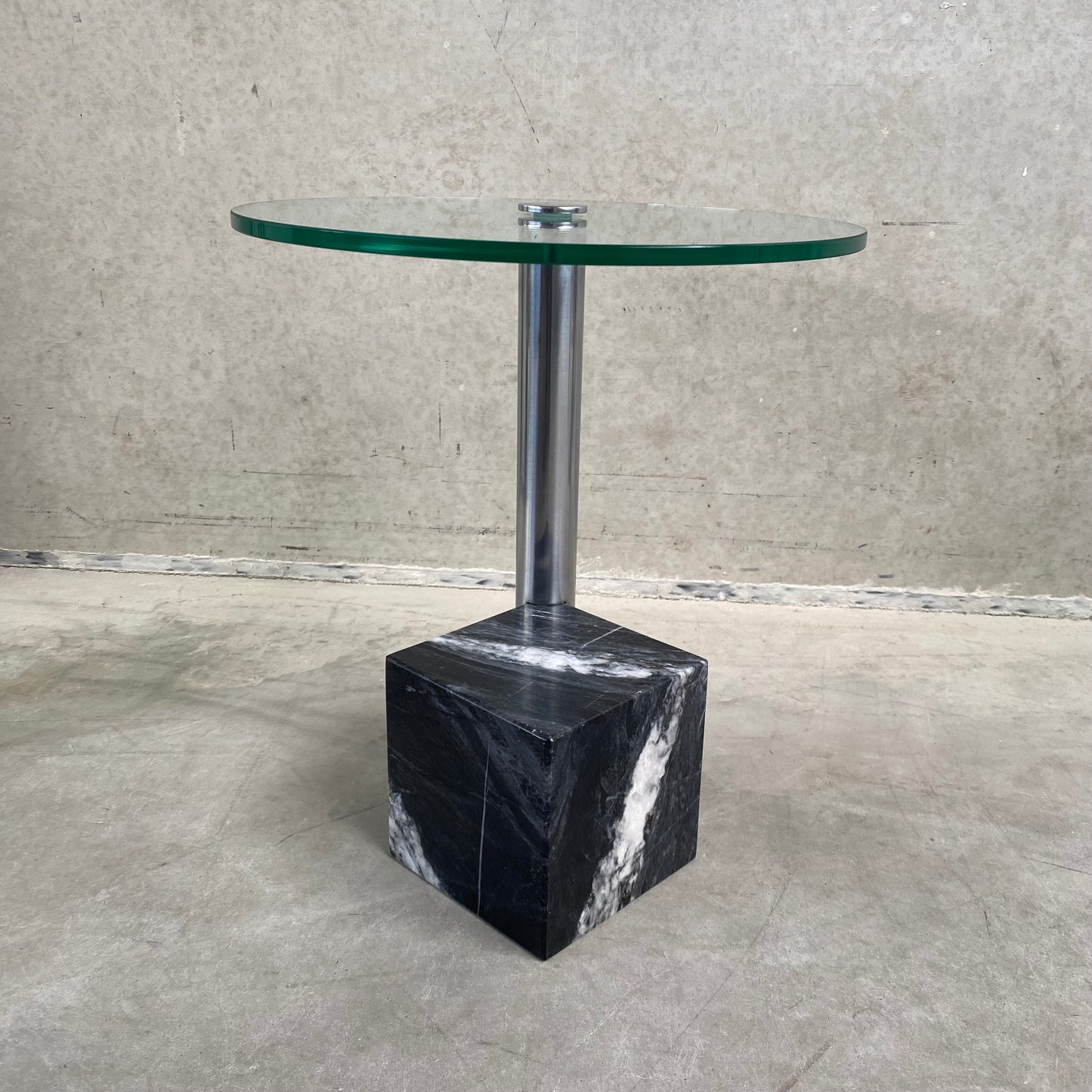 Glass and Marble Side Table "Hk-2" by Hank Kwint for Metaform, Netherlands 1980
