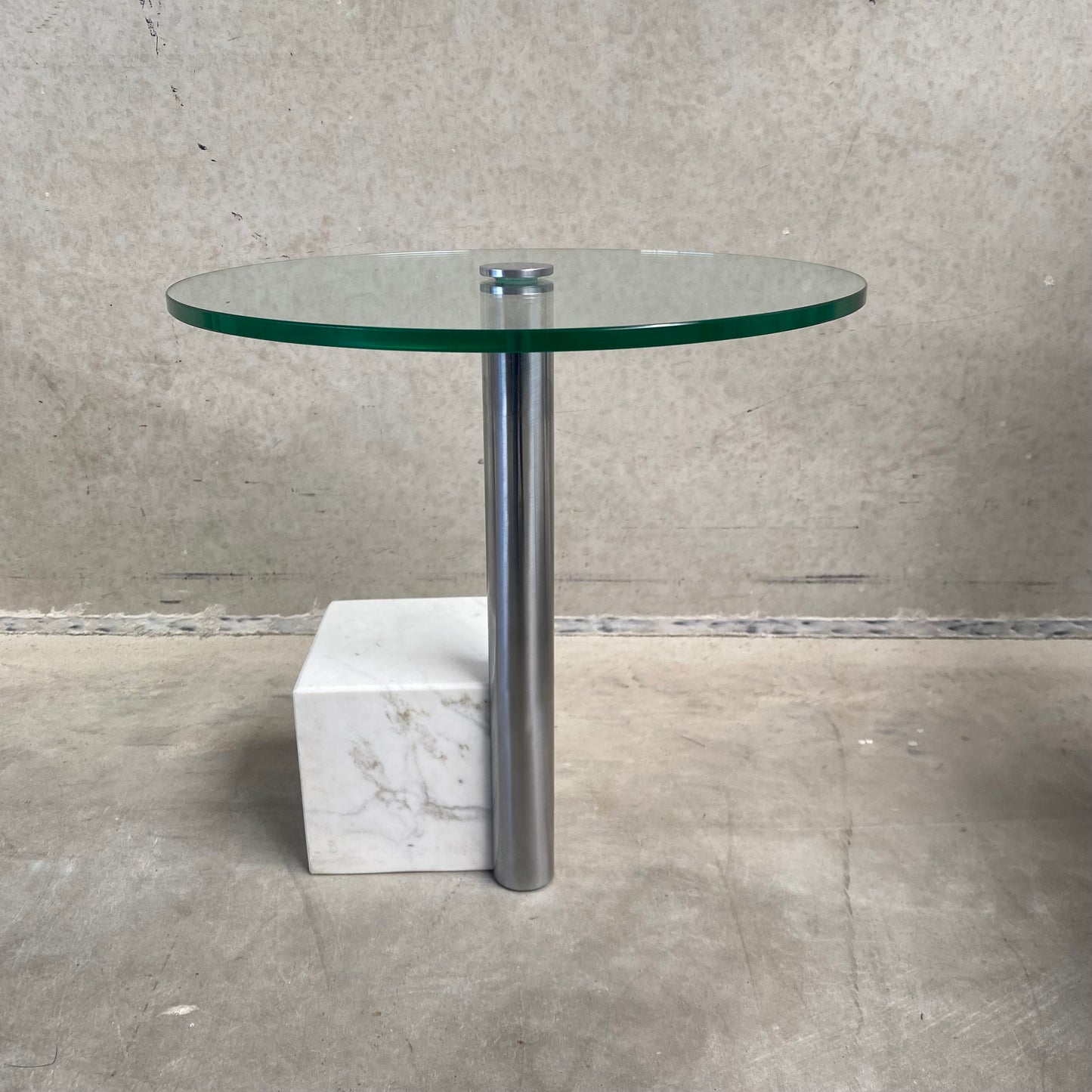 Beistelltisch „HK-1“ aus Glas und weißem Marmor von Hank Kwint für Metaform, Niederlande, 1980