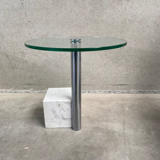 Beistelltisch „HK-1“ aus Glas und weißem Marmor von Hank Kwint für Metaform, Niederlande, 1980