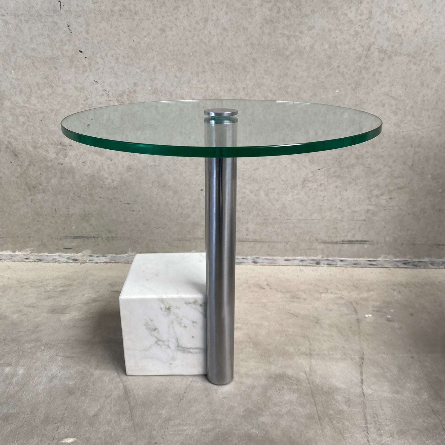 Beistelltisch „HK-1“ aus Glas und weißem Marmor von Hank Kwint für Metaform, Niederlande, 1980