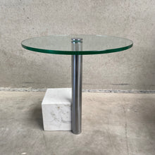 Load image into Gallery viewer, Glass and White Marble Side Table &quot;Hk-1&quot; by Hank Kwint for Metaform, Netherlands 1980
