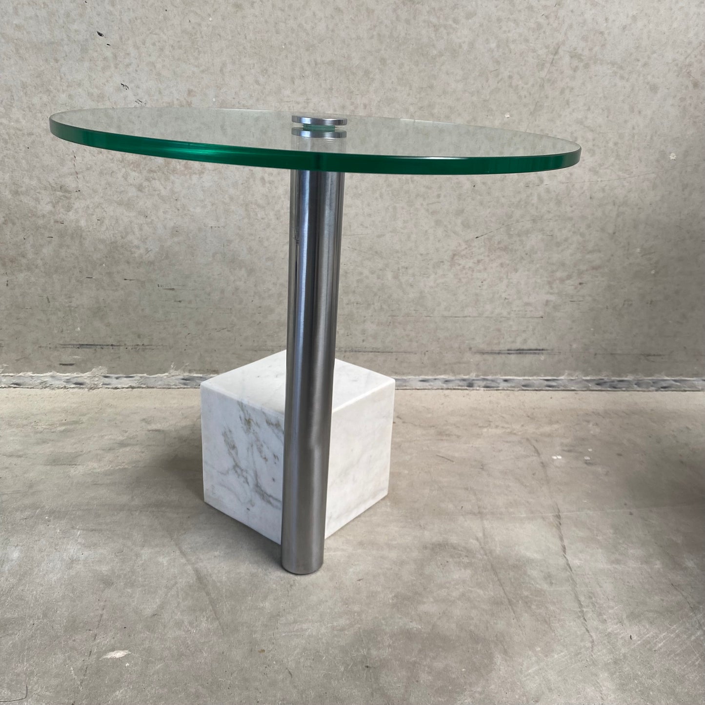 Beistelltisch „HK-1“ aus Glas und weißem Marmor von Hank Kwint für Metaform, Niederlande, 1980