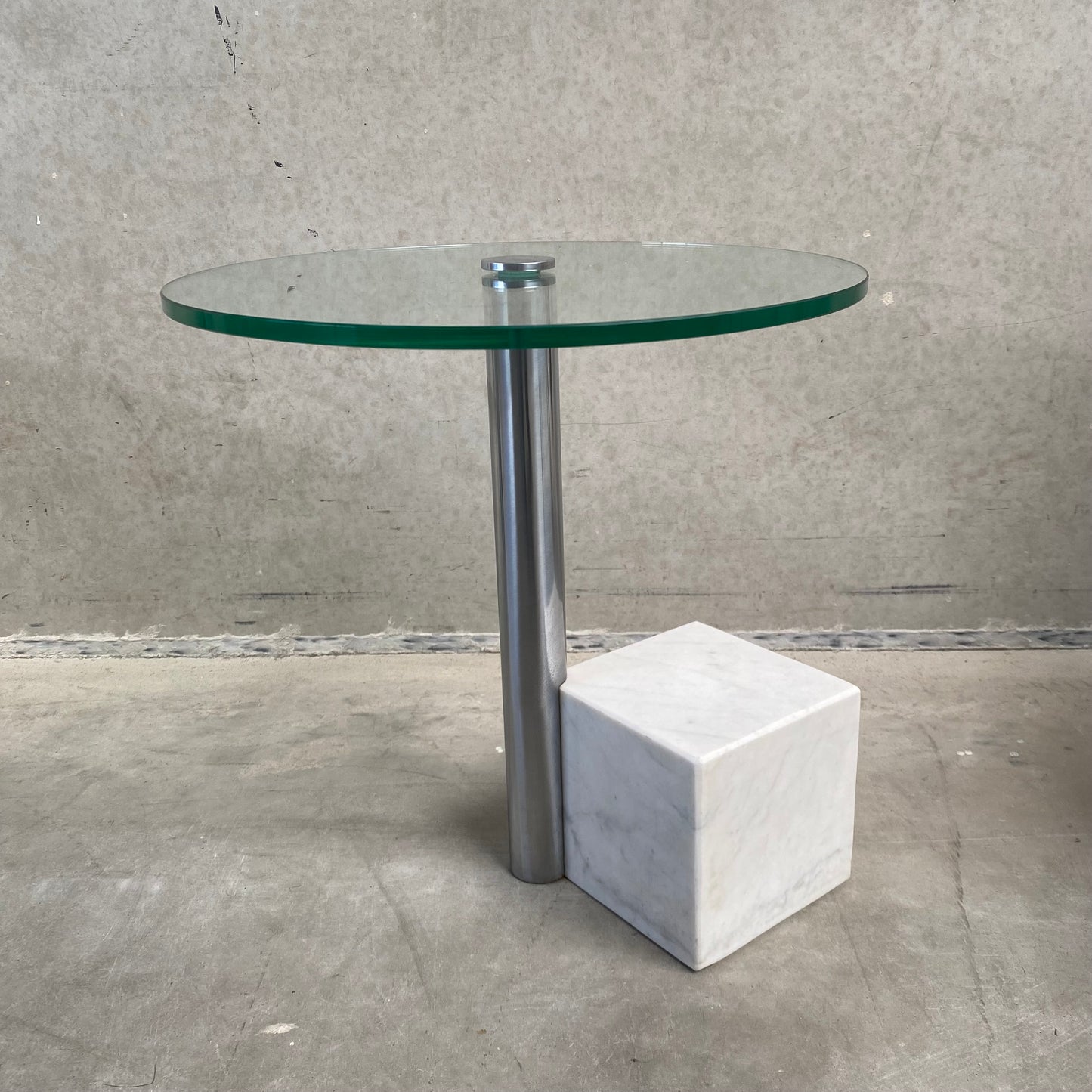 Beistelltisch „HK-1“ aus Glas und weißem Marmor von Hank Kwint für Metaform, Niederlande, 1980
