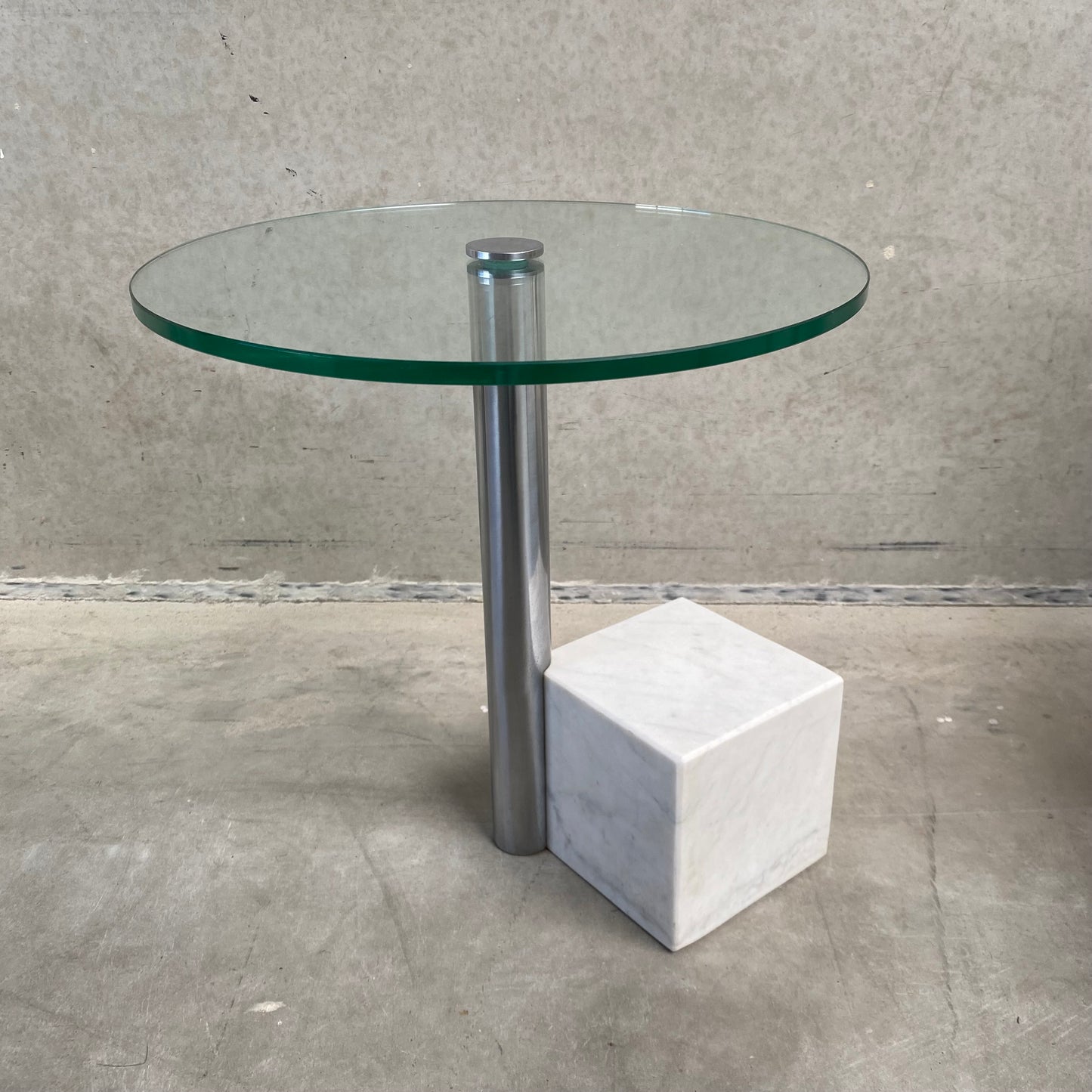 Beistelltisch „HK-1“ aus Glas und weißem Marmor von Hank Kwint für Metaform, Niederlande, 1980
