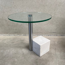 Load image into Gallery viewer, Glass and White Marble Side Table &quot;Hk-1&quot; by Hank Kwint for Metaform, Netherlands 1980
