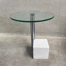 Load image into Gallery viewer, Glass and White Marble Side Table &quot;Hk-1&quot; by Hank Kwint for Metaform, Netherlands 1980
