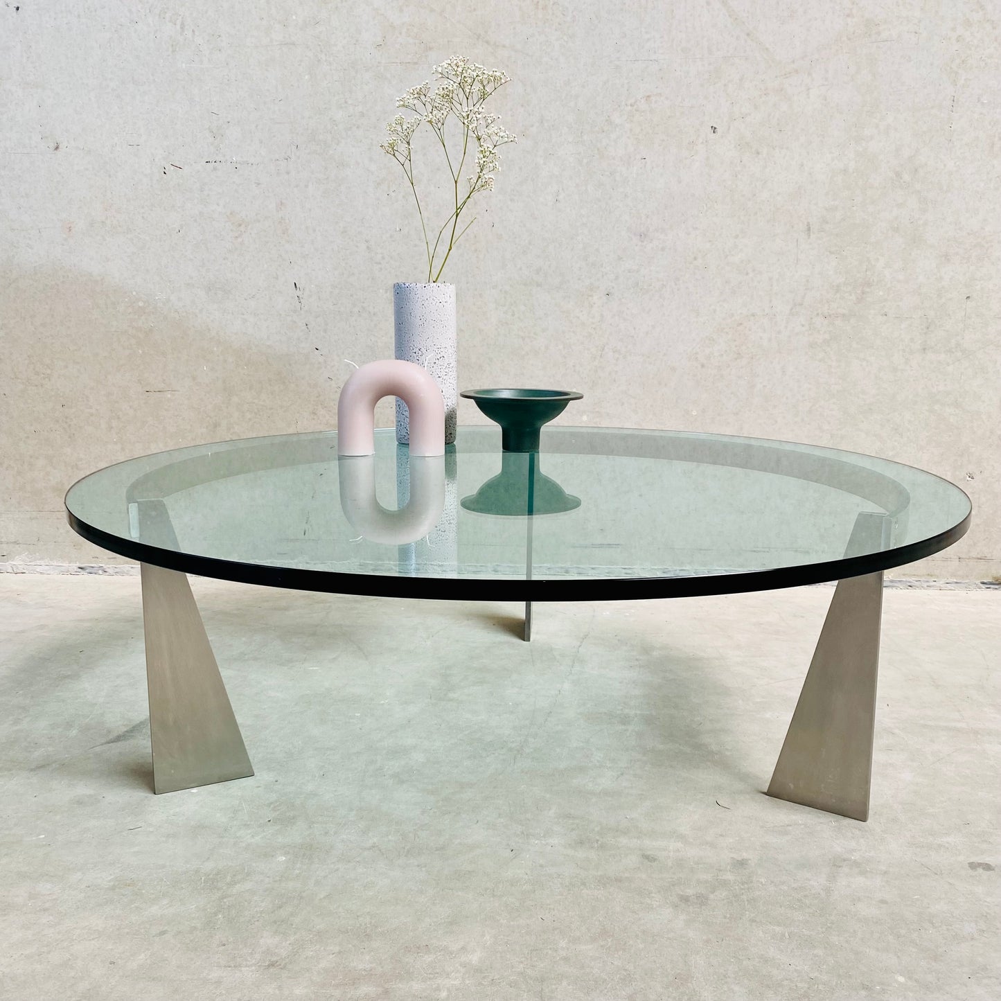 Couchtisch „G3“ aus Glas und Wohnmobilen von Just Van Beek für Metaform, Niederlande, 1980