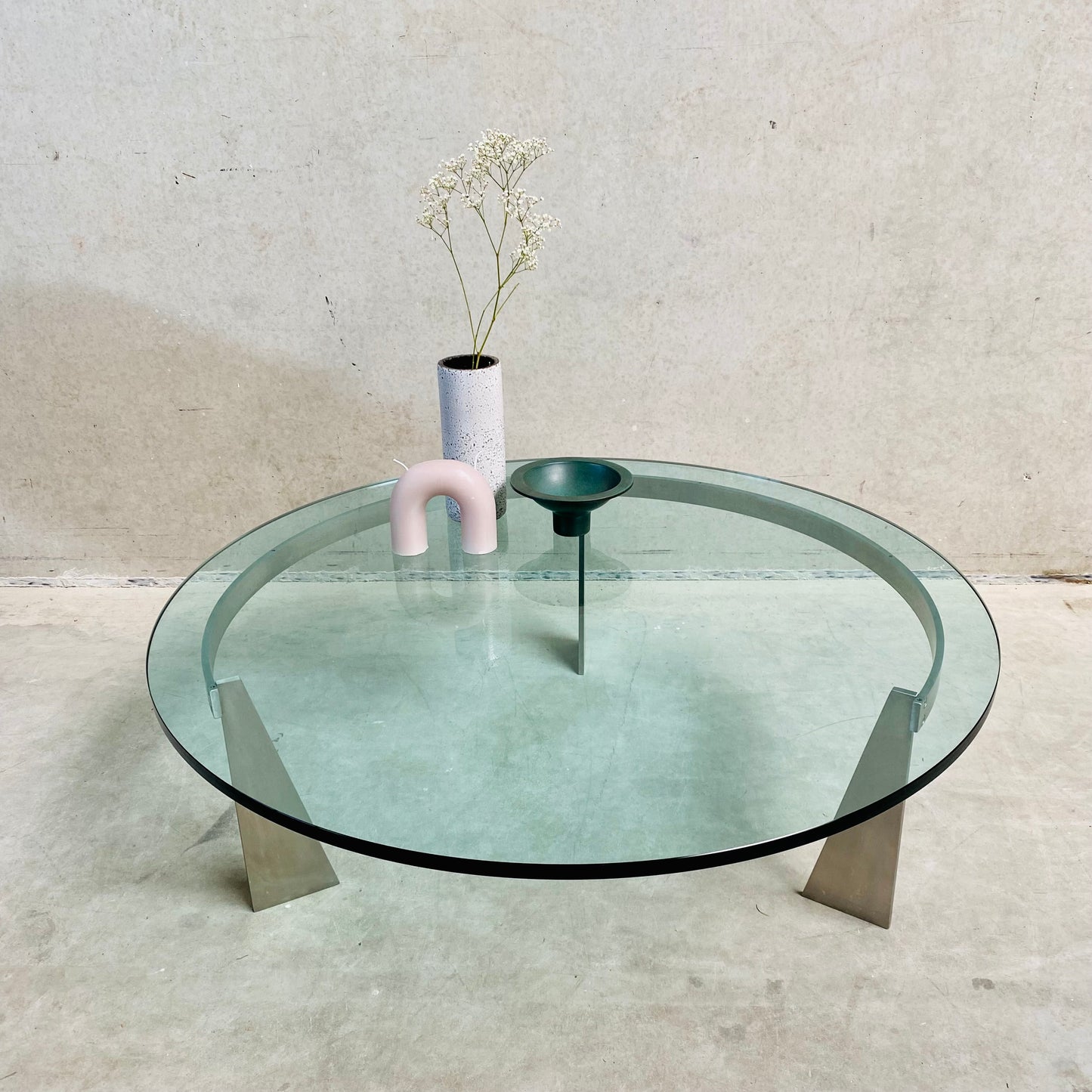 Couchtisch „G3“ aus Glas und Wohnmobilen von Just Van Beek für Metaform, Niederlande, 1980