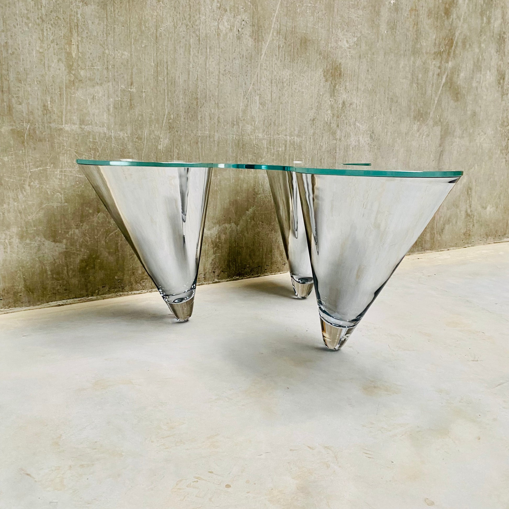 GLASS COFFEE TABLE "TWIST" BY PROF. WULF SCHNEIDER FOR DRAENERT, GERMANY 1990s