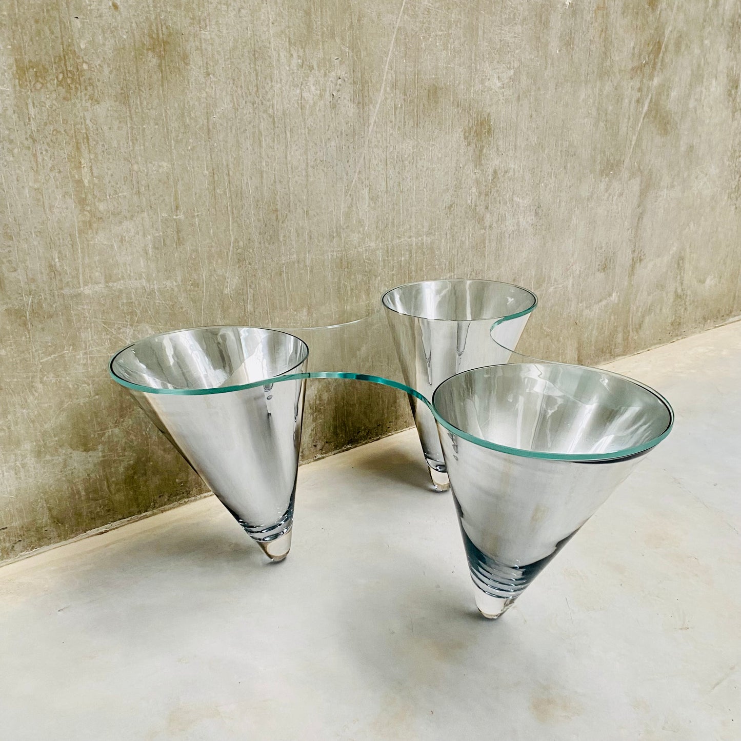 GLASS COFFEE TABLE "TWIST" BY PROF. WULF SCHNEIDER FOR DRAENERT, GERMANY 1990s