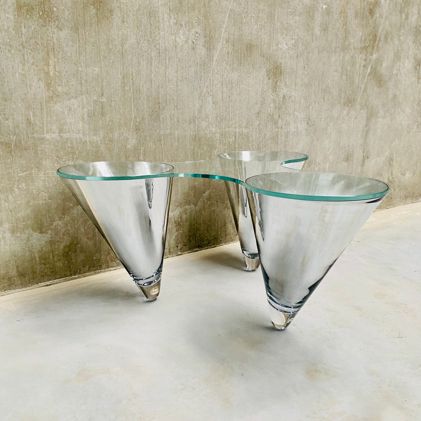 GLASS COFFEE TABLE "TWIST" BY PROF. WULF SCHNEIDER FOR DRAENERT, GERMANY 1990s