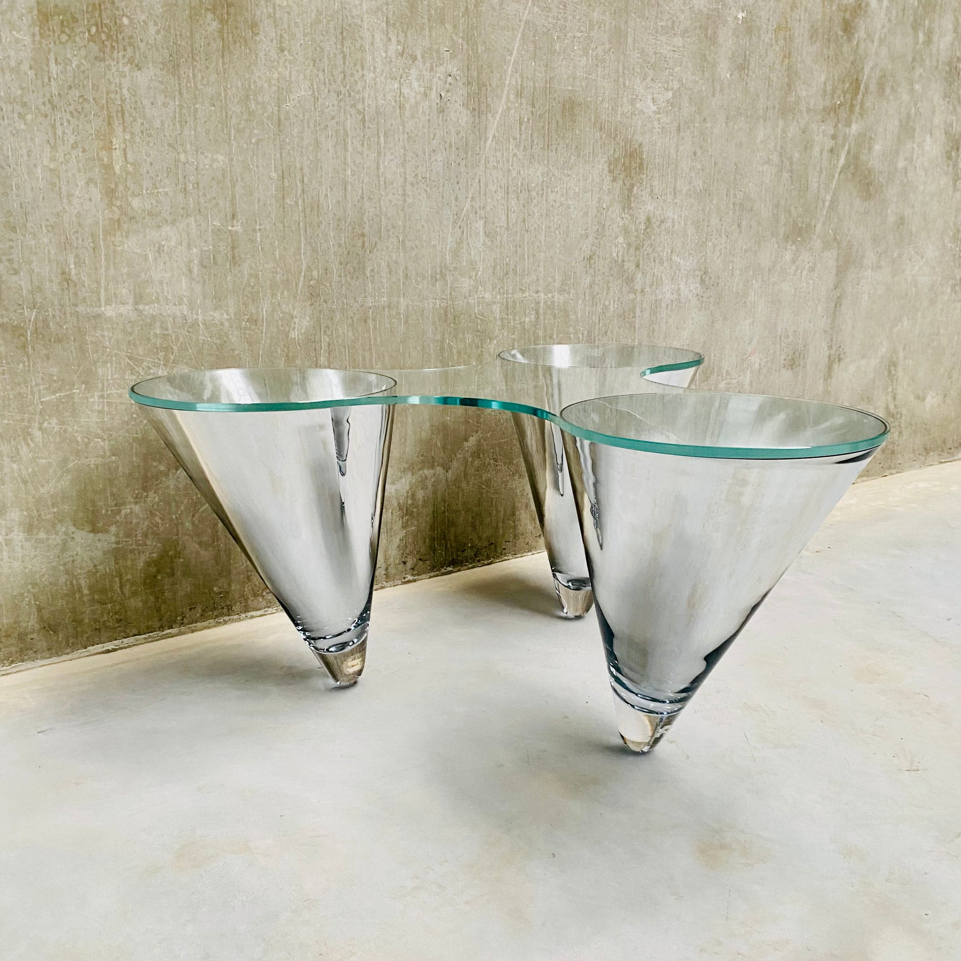 GLASS COFFEE TABLE "TWIST" BY PROF. WULF SCHNEIDER FOR DRAENERT, GERMANY 1990s