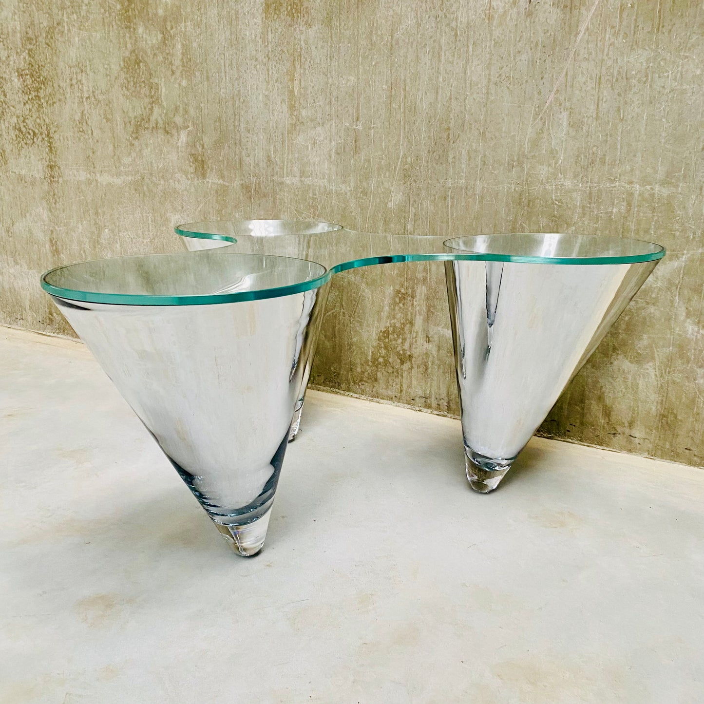 GLASS COFFEE TABLE "TWIST" BY PROF. WULF SCHNEIDER FOR DRAENERT, GERMANY 1990s