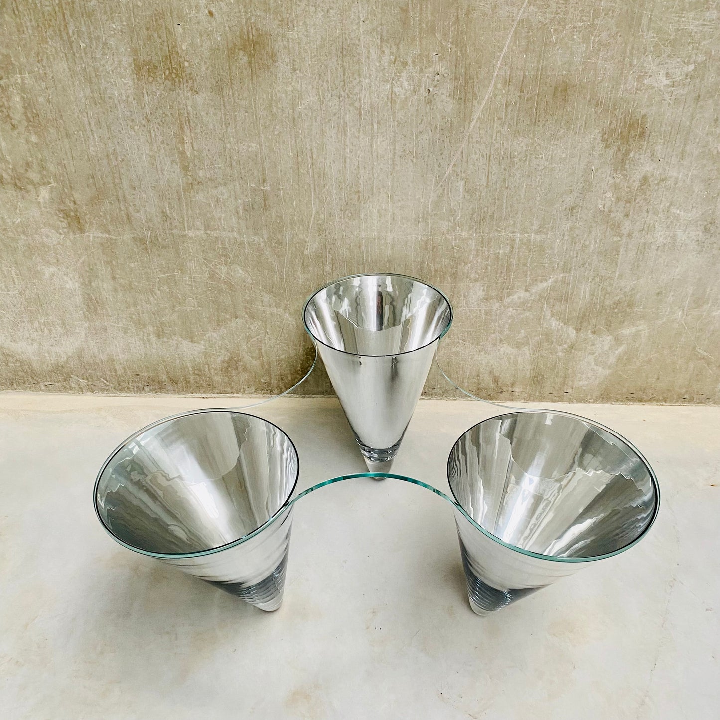 GLASS COFFEE TABLE "TWIST" BY PROF. WULF SCHNEIDER FOR DRAENERT, GERMANY 1990s