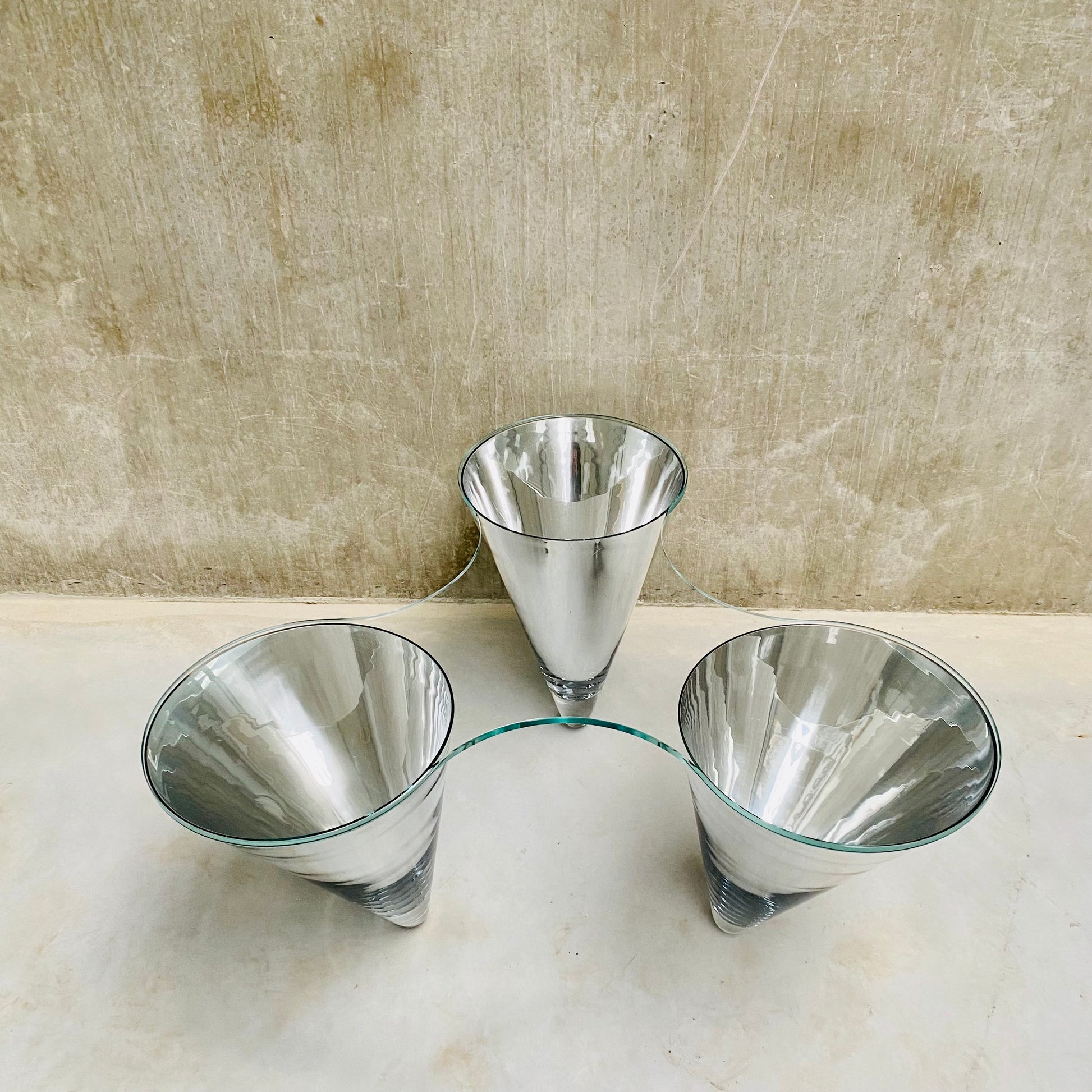GLASS COFFEE TABLE "TWIST" BY PROF. WULF SCHNEIDER FOR DRAENERT, GERMANY 1990s
