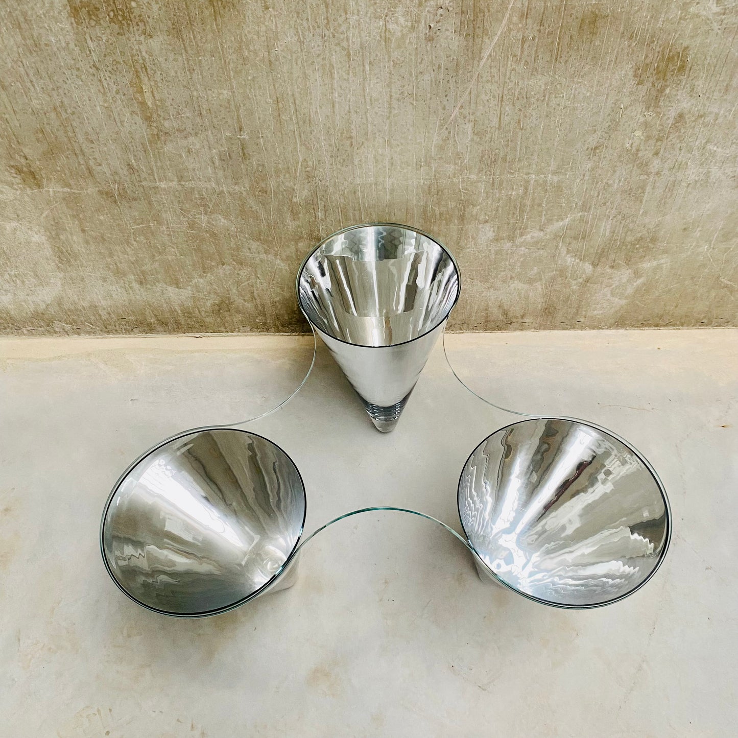 GLASS COFFEE TABLE "TWIST" BY PROF. WULF SCHNEIDER FOR DRAENERT, GERMANY 1990s