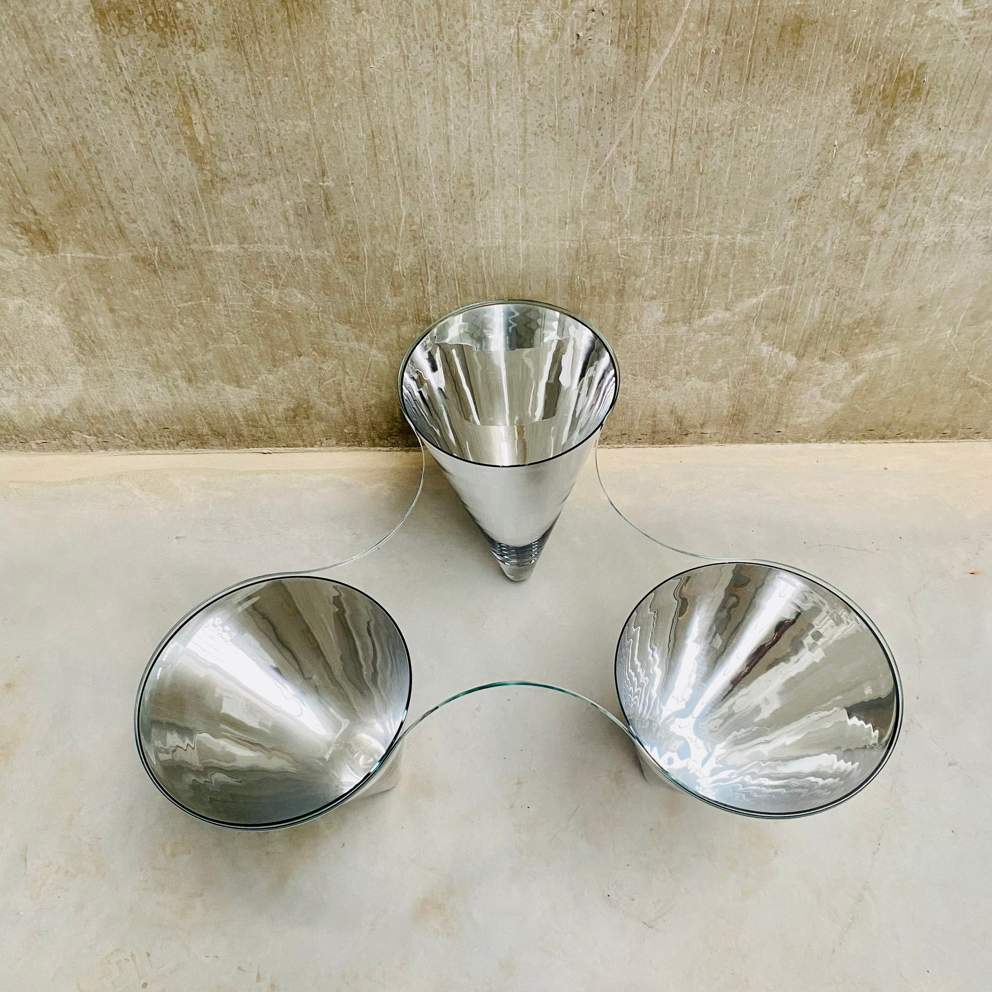 GLASS COFFEE TABLE "TWIST" BY PROF. WULF SCHNEIDER FOR DRAENERT, GERMANY 1990s