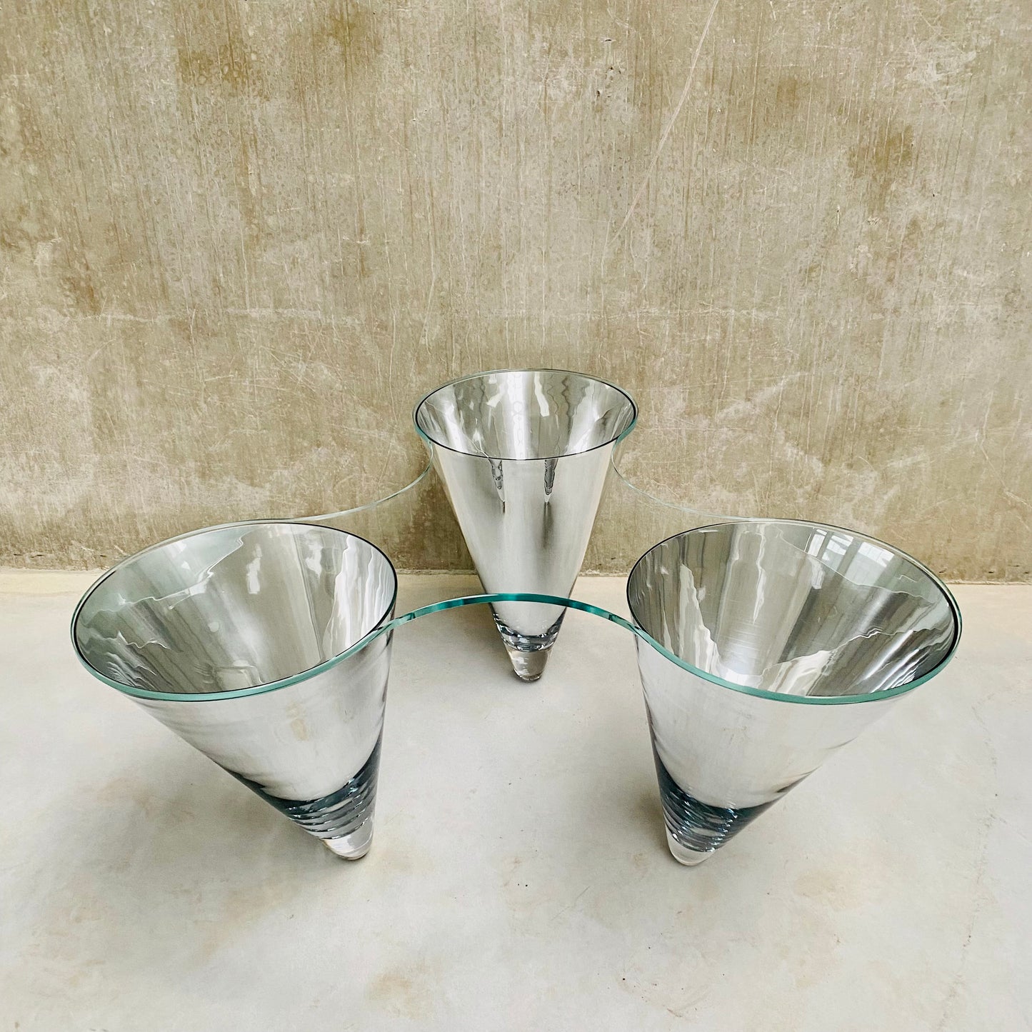 GLASS COFFEE TABLE "TWIST" BY PROF. WULF SCHNEIDER FOR DRAENERT, GERMANY 1990s
