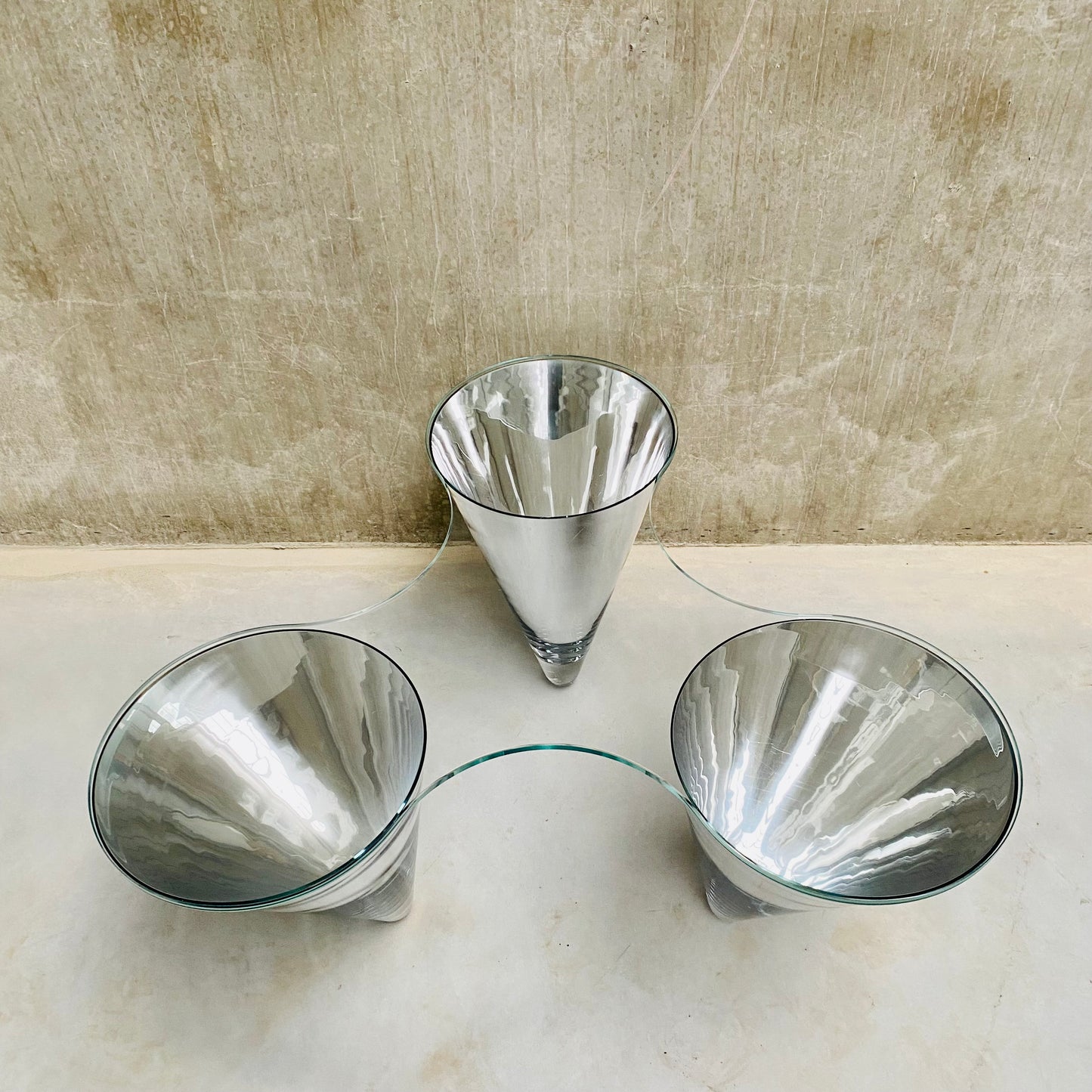 GLASS COFFEE TABLE "TWIST" BY PROF. WULF SCHNEIDER FOR DRAENERT, GERMANY 1990s