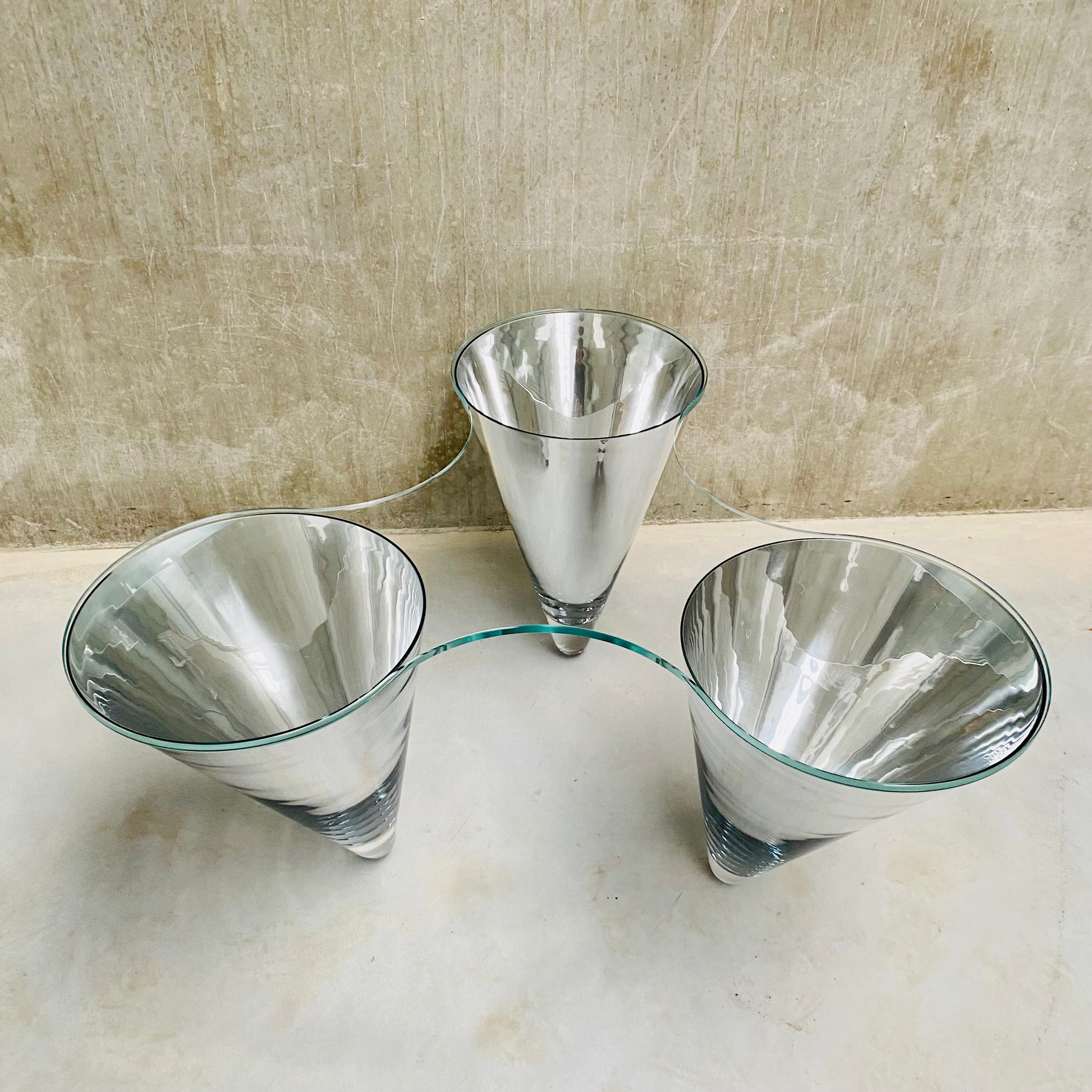 GLASS COFFEE TABLE "TWIST" BY PROF. WULF SCHNEIDER FOR DRAENERT, GERMANY 1990s