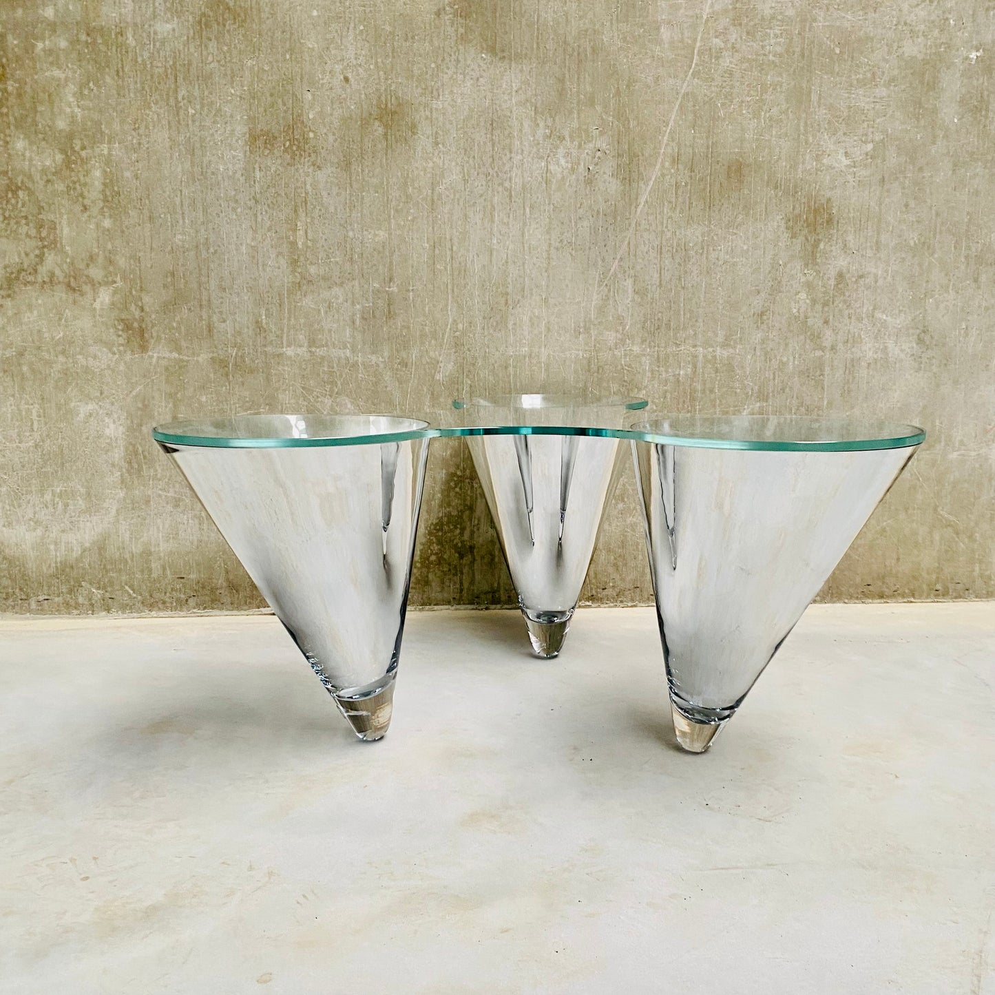 GLASS COFFEE TABLE "TWIST" BY PROF. WULF SCHNEIDER FOR DRAENERT, GERMANY 1990s