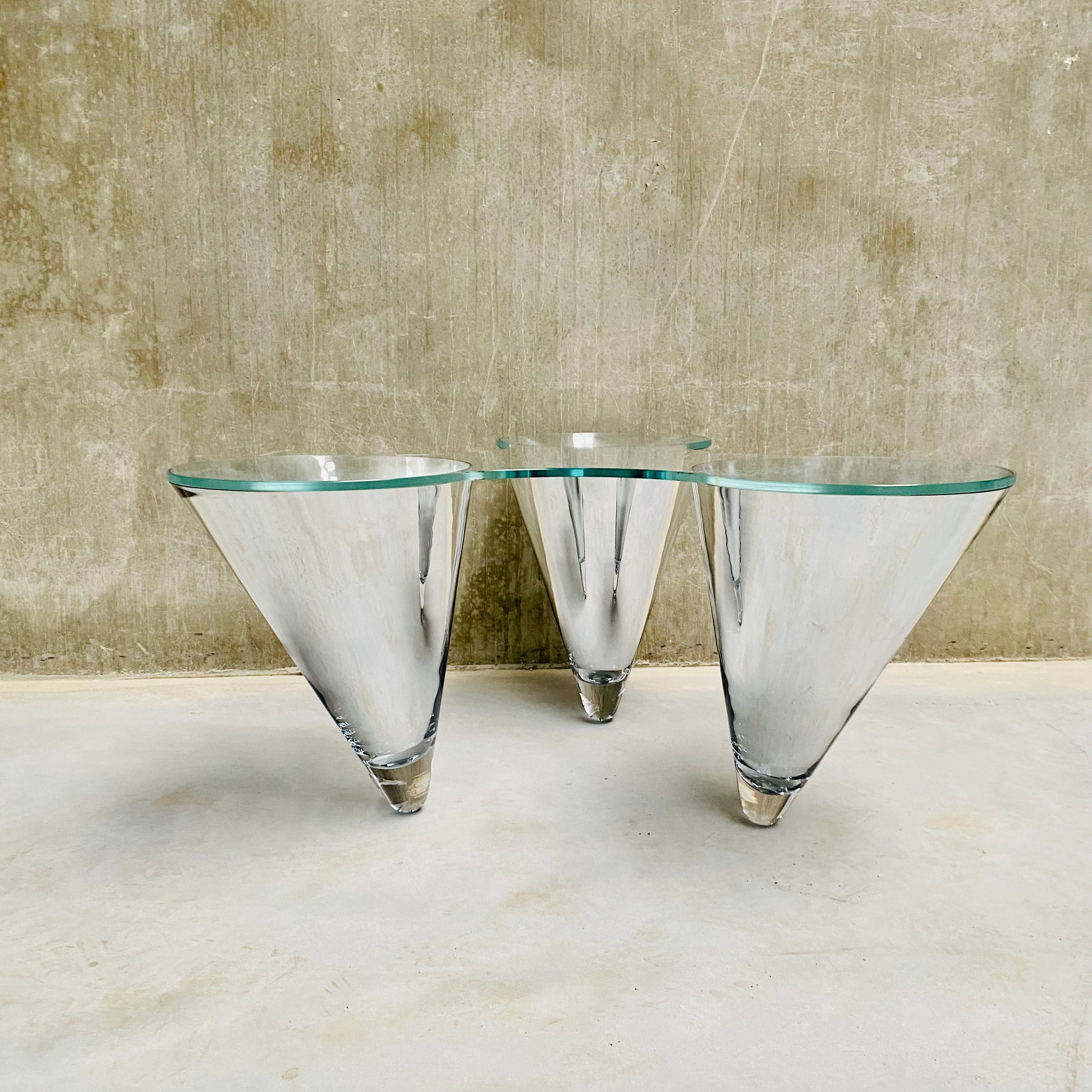 GLASS COFFEE TABLE "TWIST" BY PROF. WULF SCHNEIDER FOR DRAENERT, GERMANY 1990s
