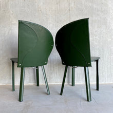 Load image into Gallery viewer, 2 X Green Leather Arm Chairs by Mario Morbidelli for Naos, Italy 1980s

